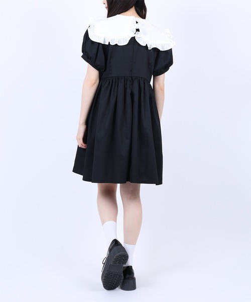 PUNYUS（プニュズ）の「半袖フリルカラーワンピース（ワンピース・レディース・ブラック・1/2/4/3）」の8枚目の写真