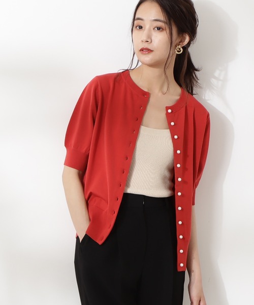 N.(N. Natural Beauty Basic)(エヌエヌナチュラルビューティーベーシック)の「◆パールボタン2WAYニット(ニット/セーター・レディース・ネイビー/レッド/オフホワイト/グリーン・MEDIUM)」の4枚目の写真