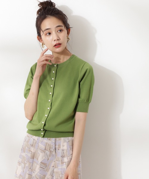 N.(N. Natural Beauty Basic)(エヌエヌナチュラルビューティーベーシック)の「◆パールボタン2WAYニット(ニット/セーター・レディース・ネイビー/レッド/オフホワイト/グリーン・MEDIUM)」の3枚目の写真