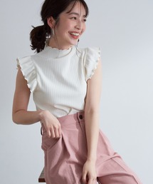 VIS | 【洗濯機可】大人フリルですっきり見え。ランダムテレコプルオーバー(Tシャツ/カットソー)