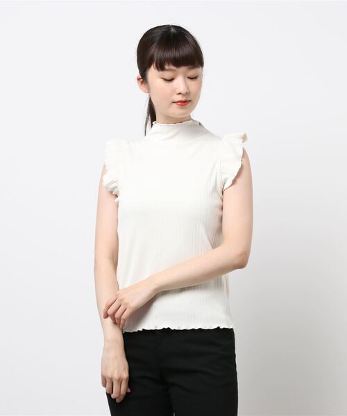 VIS（ビス）の「【洗濯機可】大人フリルですっきり見え。ランダムテレコプルオーバー（Tシャツ/カットソー・レディース・チャコールグレー/オフホワイト/ピンク・FREE）」の22枚目の写真