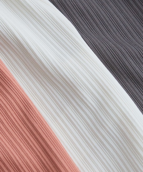 VIS（ビス）の「【洗濯機可】大人フリルですっきり見え。ランダムテレコプルオーバー（Tシャツ/カットソー・レディース・チャコールグレー/オフホワイト/ピンク・FREE）」の9枚目の写真