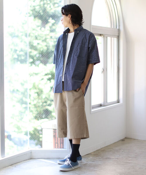 BEAMS（ビームス）の「BEAMS / インディゴ チェック イージー ボタンダウンシャツ（Tシャツ/カットソー・メンズ・ネイビー/インディゴブルー・SMALL/MEDIUM/LARGE/X-LARGE）」の4枚目の写真