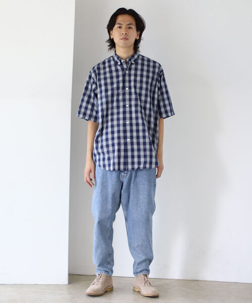 BEAMS（ビームス）の「BEAMS / インディゴ チェック イージー ボタンダウンシャツ（Tシャツ/カットソー・メンズ・ネイビー/インディゴブルー・SMALL/MEDIUM/LARGE/X-LARGE）」の5枚目の写真