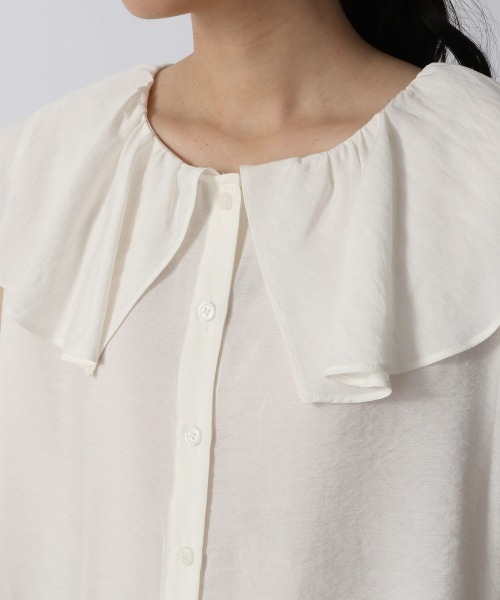 LOWRYS FARM（ローリーズファーム）の「フリルブラウスノースリーブ　952515（シャツ/ブラウス・レディース・ブラック/アイボリー/パープル/グリーン・FREE）」の13枚目の写真