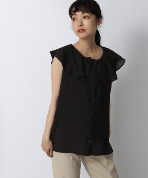 LOWRYS FARM（ローリーズファーム）の「フリルブラウスノースリーブ　952515（シャツ/ブラウス・レディース・ブラック/アイボリー/パープル/グリーン・FREE）」の21枚目の写真