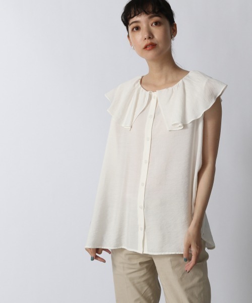 LOWRYS FARM（ローリーズファーム）の「フリルブラウスノースリーブ　952515（シャツ/ブラウス・レディース・ブラック/アイボリー/パープル/グリーン・FREE）」の22枚目の写真