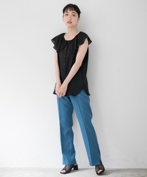 LOWRYS FARM（ローリーズファーム）の「フリルブラウスノースリーブ　952515（シャツ/ブラウス・レディース・ブラック/アイボリー/パープル/グリーン・FREE）」の20枚目の写真