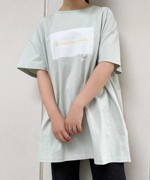 REVEYU(レブユー)の「REVEYU/Sleep on it BIGTシャツ(Tシャツ/カットソー・レディース・ブラック/オフホワイト/ブルー/グリーン系その他/ライトピンク・FREE)」の1枚目の写真