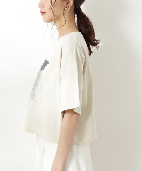 N.(N. Natural Beauty Basic)(エヌエヌナチュラルビューティーベーシック)の「ニュアンスプリントTシャツ(Tシャツ/カットソー・レディース・ホワイト/ベージュ・MEDIUM)」の3枚目の写真