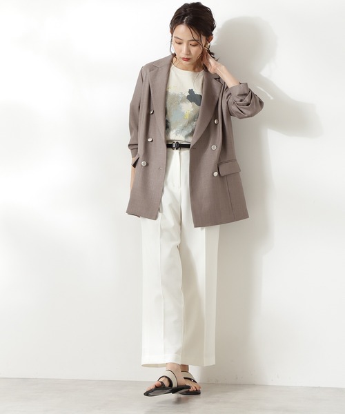 N.(N. Natural Beauty Basic)(エヌエヌナチュラルビューティーベーシック)の「ニュアンスプリントTシャツ(Tシャツ/カットソー・レディース・ホワイト/ベージュ・MEDIUM)」の5枚目の写真