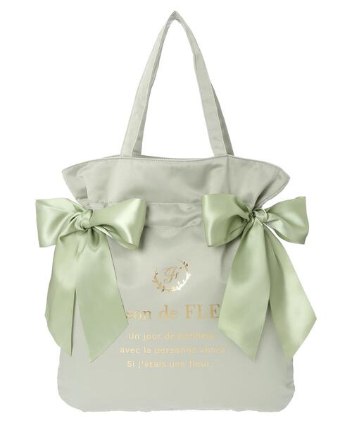 Maison de FLEUR（メゾンドフルール）の「ダブルリボントートバッグ（トートバッグ・レディース・ブラック/ネイビー/ブルー/ピンク系その他3/スモーキーグリーン系・FREE）」の15枚目の写真