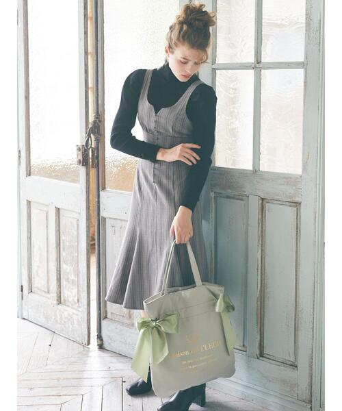 Maison de FLEUR（メゾンドフルール）の「ダブルリボントートバッグ（トートバッグ・レディース・ブラック/ネイビー/ブルー/ピンク系その他3/スモーキーグリーン系・FREE）」の18枚目の写真