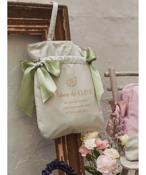 Maison de FLEUR（メゾンドフルール）の「ダブルリボントートバッグ（トートバッグ・レディース・ブラック/ネイビー/ブルー/ピンク系その他3/スモーキーグリーン系・FREE）」の12枚目の写真