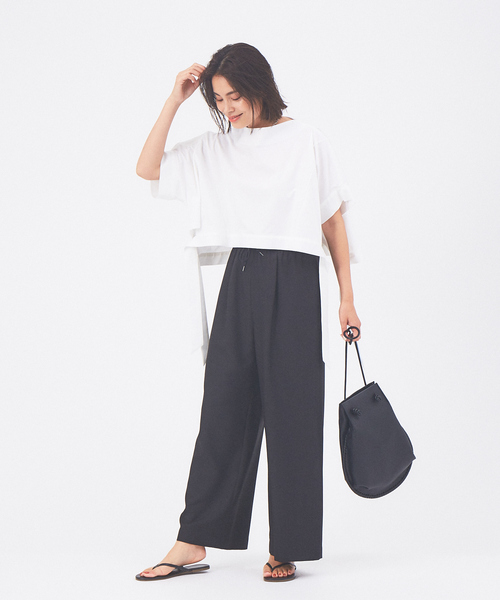 qualite（カリテ）の「ラウンドヘムカットソー（Tシャツ/カットソー・レディース・ホワイト/ラベンダー/ブラック・フリー）」の8枚目の写真