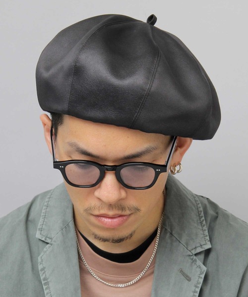 Mr.COVER(ミスターカバー)の「Mr.COVER / ミスターカバー / 日本製 / ポリレザー ボリュームシルエット パネルベレー / ベレー帽(ハンチング/ベレー帽・メンズ・ブラック・FREE)」の14枚目の写真