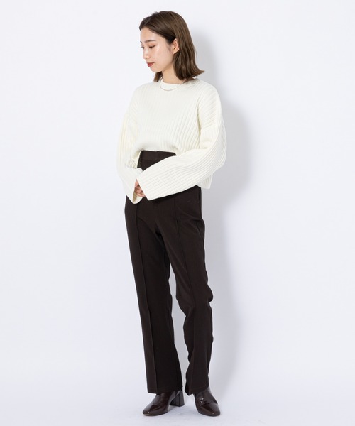 CIAOPANIC(チャオパニック)の「リブショートニットプルオーバー(ニット/セーター・レディース・ホワイト/ブラック/ブラウン/ピンク/グリーン・FREE)」の8枚目の写真