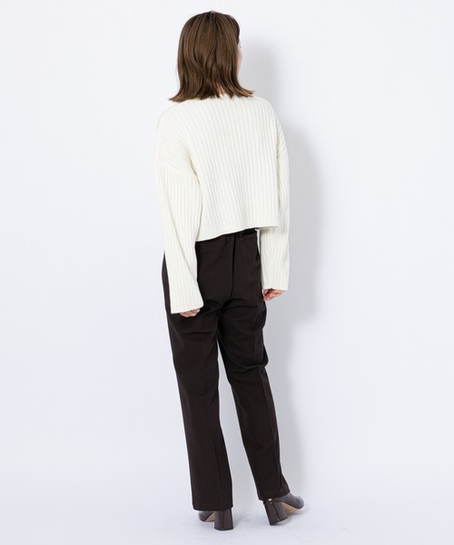 CIAOPANIC(チャオパニック)の「リブショートニットプルオーバー(ニット/セーター・レディース・ホワイト/ブラック/ブラウン/ピンク/グリーン・FREE)」の11枚目の写真