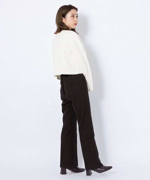 CIAOPANIC(チャオパニック)の「リブショートニットプルオーバー(ニット/セーター・レディース・ホワイト/ブラック/ブラウン/ピンク/グリーン・FREE)」の13枚目の写真