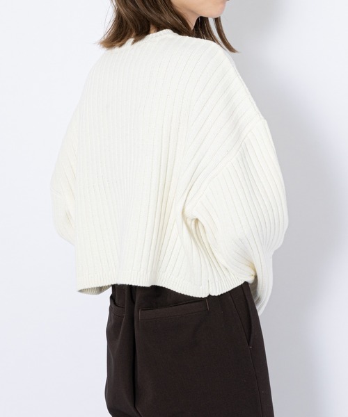 CIAOPANIC(チャオパニック)の「リブショートニットプルオーバー(ニット/セーター・レディース・ホワイト/ブラック/ブラウン/ピンク/グリーン・FREE)」の7枚目の写真