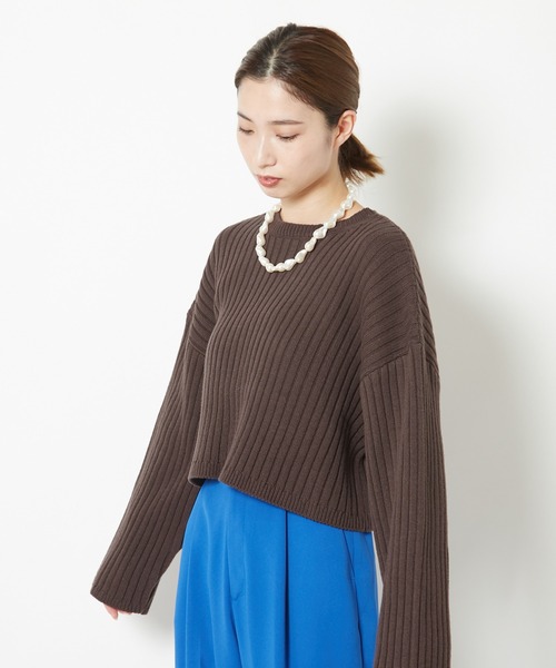 CIAOPANIC(チャオパニック)の「リブショートニットプルオーバー(ニット/セーター・レディース・ホワイト/ブラック/ブラウン/ピンク/グリーン・FREE)」の15枚目の写真