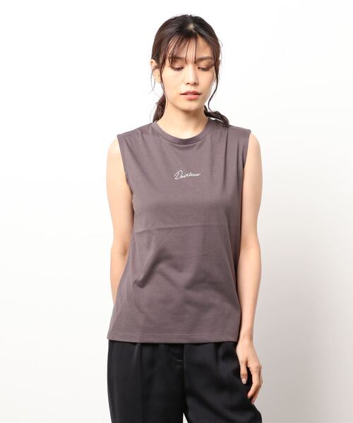 Lugnoncure（ルノンキュール）の「プリントノースリーブTee（Tシャツ/カットソー・レディース・キナリ/オレンジ/チャコール・ﾌﾘ-）」の3枚目の写真