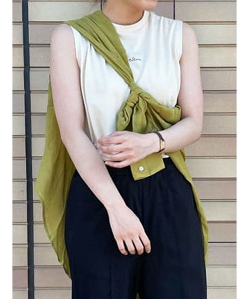 Lugnoncure（ルノンキュール）の「プリントノースリーブTee（Tシャツ/カットソー・レディース・キナリ/オレンジ/チャコール・ﾌﾘ-）」の2枚目の写真