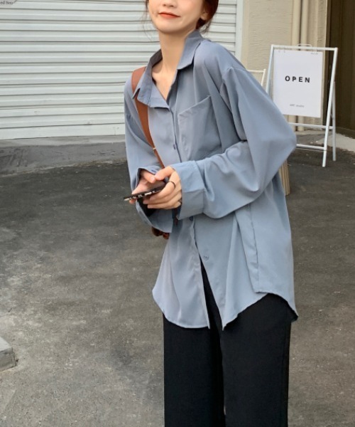 yuue' ( wear )（ユーイ）の「オーバーサイズ シンプルロングスリーブシャツ（シャツ/ブラウス・レディース・ホワイト/ベージュ/ブルー・FREE）」の19枚目の写真