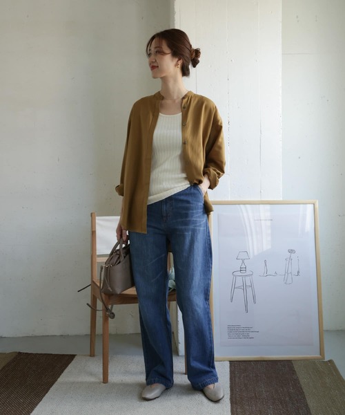 URBAN RESEARCH DOORS（アーバンリサーチドアーズ）の「バンドカラーワイドシャツ（シャツ/ブラウス・レディース・ダークブラウン/マスタード/グレー系その他・ONE）」の19枚目の写真