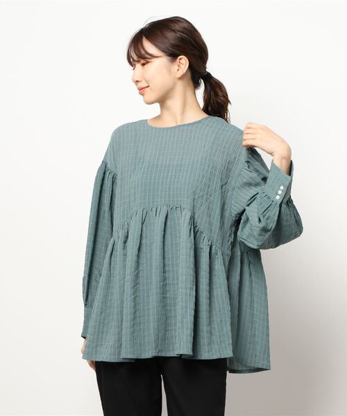 KOBE LETTUCE（コウベレタス）の「前後2wayラウンドカッティングティアードブラウス（シャツ/ブラウス・レディース・ホワイト系その他/グリーン系その他/オレンジ系その他/スモークピンク・FREE）」の15枚目の写真