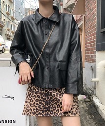 MANGROVE | Wポケットフェイクレザージャケット(ライダースジャケット)