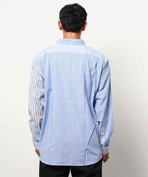 BACK NUMBER（バックナンバー）の「【BACK NUMBER】ストライプ切替シャツ（シャツ/ブラウス・メンズ・サックスブルー/ベージュ・XL/L/S/M）」の4枚目の写真