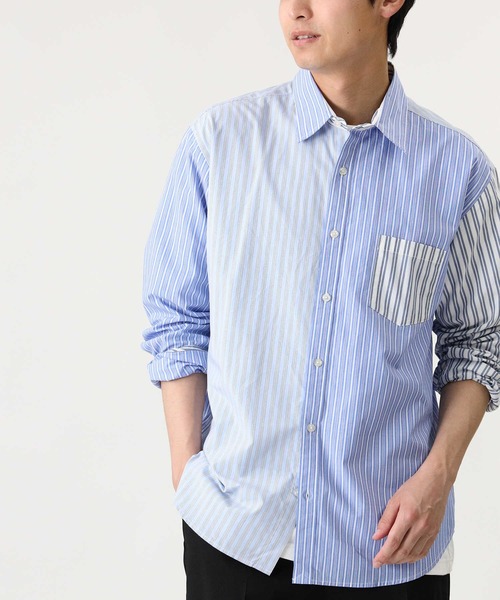 BACK NUMBER（バックナンバー）の「【BACK NUMBER】ストライプ切替シャツ（シャツ/ブラウス・メンズ・サックスブルー/ベージュ・XL/L/S/M）」の2枚目の写真