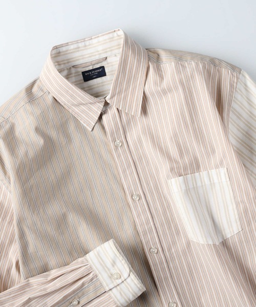 BACK NUMBER（バックナンバー）の「【BACK NUMBER】ストライプ切替シャツ（シャツ/ブラウス・メンズ・サックスブルー/ベージュ・XL/L/S/M）」の17枚目の写真