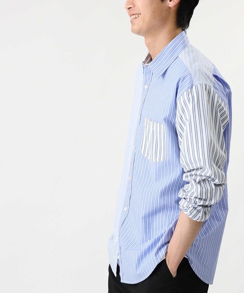 BACK NUMBER（バックナンバー）の「【BACK NUMBER】ストライプ切替シャツ（シャツ/ブラウス・メンズ・サックスブルー/ベージュ・XL/L/S/M）」の8枚目の写真