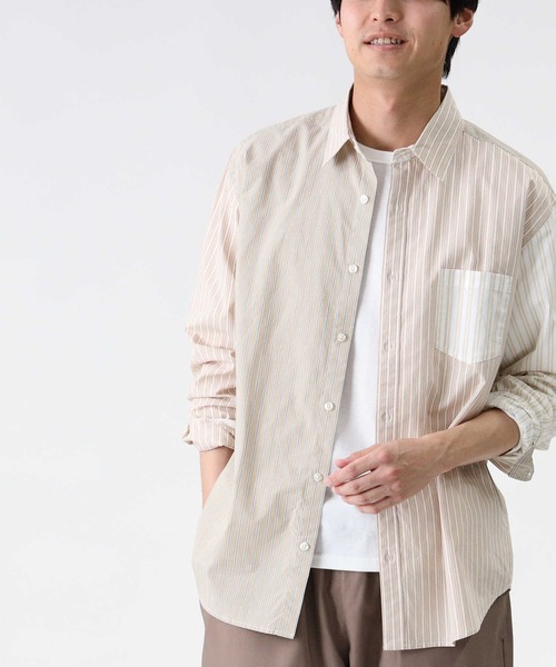 BACK NUMBER（バックナンバー）の「【BACK NUMBER】ストライプ切替シャツ（シャツ/ブラウス・メンズ・サックスブルー/ベージュ・XL/L/S/M）」の12枚目の写真