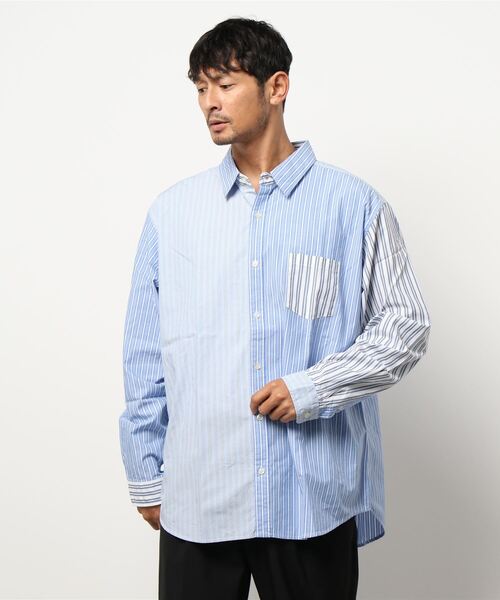 BACK NUMBER（バックナンバー）の「【BACK NUMBER】ストライプ切替シャツ（シャツ/ブラウス・メンズ・サックスブルー/ベージュ・XL/L/S/M）」の19枚目の写真