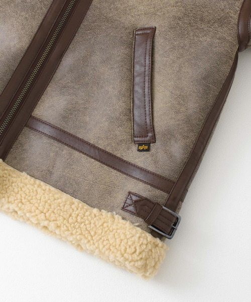 URBAN RESEARCH Sonny Label(アーバンリサーチサニーレーベル)の「ALPHA INDUSTRIES W B3 FAKE MOUTON(ムートンコート・レディース・ブラック/ブラウン/ライトブラウン・MEDIUM)」の7枚目の写真