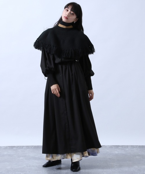 HARE（ハレ）の「ケープフリンジハイネックウォーマー(HARE)（ネックウォーマー/スヌード・レディース・ホワイト/ブラック/グレー・FREE）」の7枚目の写真