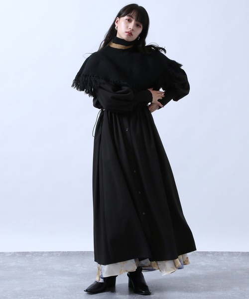 HARE（ハレ）の「ケープフリンジハイネックウォーマー(HARE)（ネックウォーマー/スヌード・レディース・ホワイト/ブラック/グレー・FREE）」の8枚目の写真