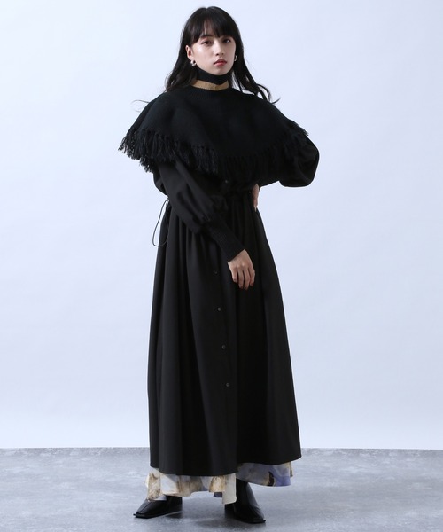 HARE（ハレ）の「ケープフリンジハイネックウォーマー(HARE)（ネックウォーマー/スヌード・レディース・ホワイト/ブラック/グレー・FREE）」の9枚目の写真