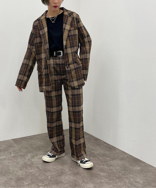 apres jour mignon（アプレジュールミニョン）の「チェックストレートパンツ【SETUP着用可能】【ZOZOTOWN限定アイテム】（その他パンツ・レディース・ベージュ/カーキ/ブラウン系その他・SMALL/MEDIUM/X-LARGE）」の13枚目の写真