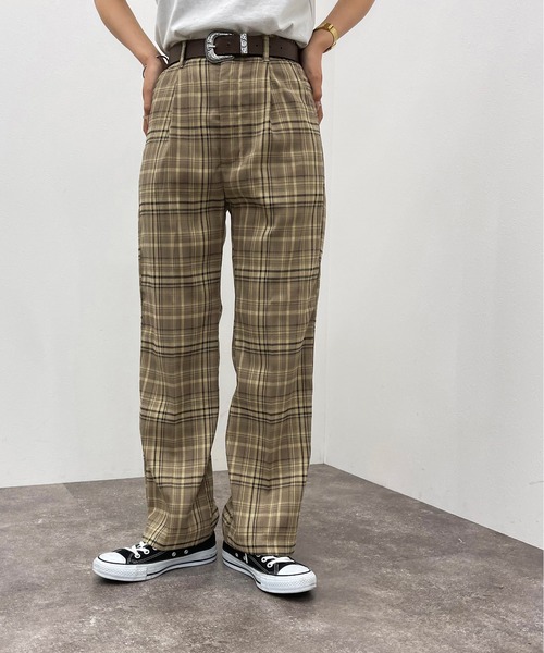 apres jour mignon（アプレジュールミニョン）の「チェックストレートパンツ【SETUP着用可能】【ZOZOTOWN限定アイテム】（その他パンツ・レディース・ベージュ/カーキ/ブラウン系その他・SMALL/MEDIUM/X-LARGE）」の16枚目の写真