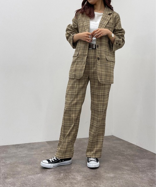 apres jour mignon（アプレジュールミニョン）の「チェックストレートパンツ【SETUP着用可能】【ZOZOTOWN限定アイテム】（その他パンツ・レディース・ベージュ/カーキ/ブラウン系その他・SMALL/MEDIUM/X-LARGE）」の14枚目の写真