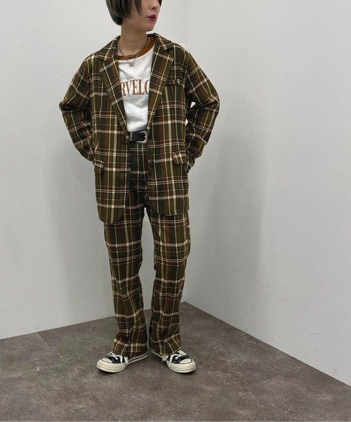 apres jour mignon（アプレジュールミニョン）の「チェックストレートパンツ【SETUP着用可能】【ZOZOTOWN限定アイテム】（その他パンツ・レディース・ベージュ/カーキ/ブラウン系その他・SMALL/MEDIUM/X-LARGE）」の15枚目の写真