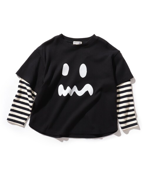 SHOO・LA・RUE（シューラルー）の「◆【90-130cm/ハロコレ】ボーダーレイヤードロンT（Tシャツ/カットソー・キッズ・マスタード/オレンジ/ブラック系7/パープル系2/グリーン・11/12/13/09/10）」の2枚目の写真