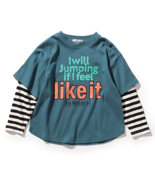 SHOO・LA・RUE（シューラルー）の「◆【90-130cm/ハロコレ】ボーダーレイヤードロンT（Tシャツ/カットソー・キッズ・マスタード/オレンジ/ブラック系7/パープル系2/グリーン・11/12/13/09/10）」の3枚目の写真