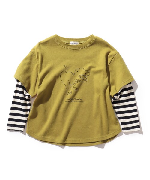 SHOO・LA・RUE（シューラルー）の「◆【90-130cm/ハロコレ】ボーダーレイヤードロンT（Tシャツ/カットソー・キッズ・マスタード/オレンジ/ブラック系7/パープル系2/グリーン・11/12/13/09/10）」の16枚目の写真