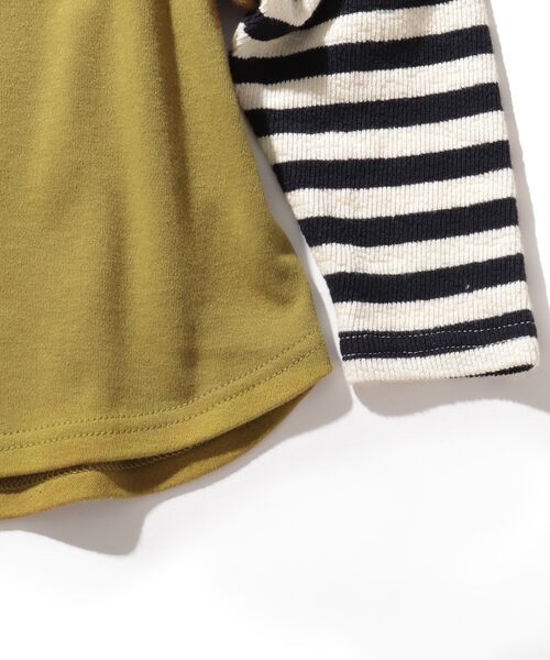 SHOO・LA・RUE（シューラルー）の「◆【90-130cm/ハロコレ】ボーダーレイヤードロンT（Tシャツ/カットソー・キッズ・マスタード/オレンジ/ブラック系7/パープル系2/グリーン・11/12/13/09/10）」の8枚目の写真