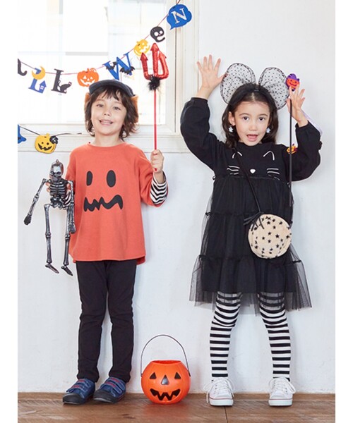 SHOO・LA・RUE（シューラルー）の「◆【90-130cm/ハロコレ】ボーダーレイヤードロンT（Tシャツ/カットソー・キッズ・マスタード/オレンジ/ブラック系7/パープル系2/グリーン・11/12/13/09/10）」の7枚目の写真